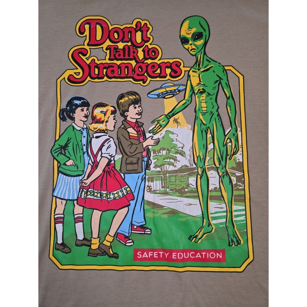 Romwe Don't Talk To Strangers Safety Education Mens Small Shirt